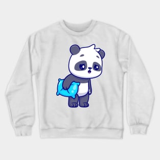 Cute Panda Sleepy Holding Pillow Cartoon Crewneck Sweatshirt